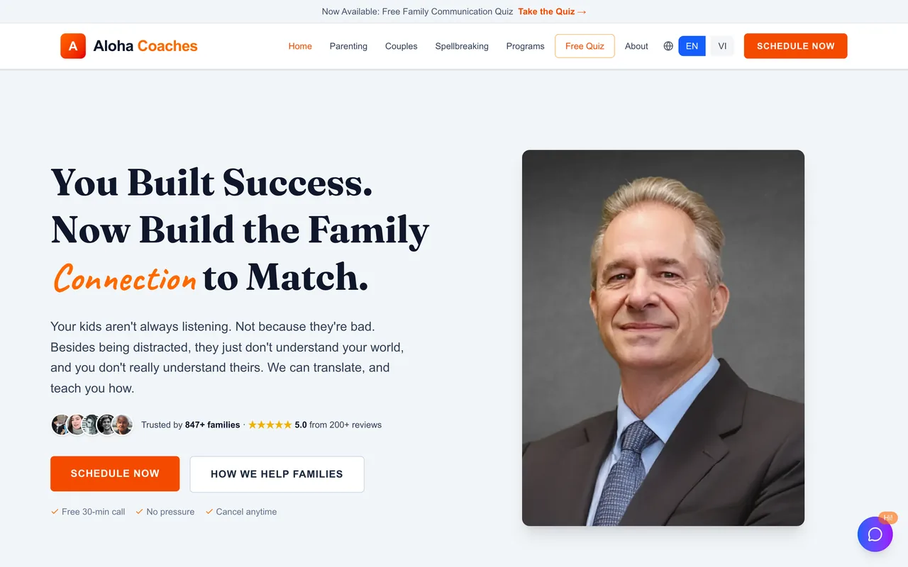 Aloha Coaches website, built by Pacific Pulse AI